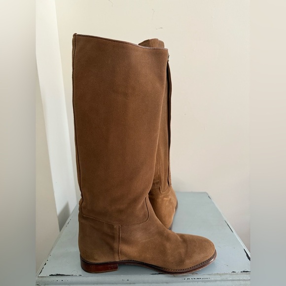 Anthropologie x Andrea Candela Olimpia Tan Brown Suede Knee-High Riding Boots 9 - Picture 5 of 11